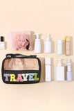 Clear TRAVEL Chenille Letter Makeup Bag