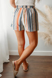 Stripe Vintage Frill Waist Casual Shorts