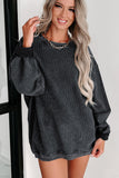 Black Xmas Candy Cane Corded Sweatshirt