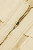 Flap Pocket Drawstring Hood Zip Up Jacket