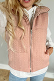 Cable Textured Zip Up Vest Jacket