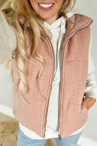 Cable Textured Zip Up Vest Jacket