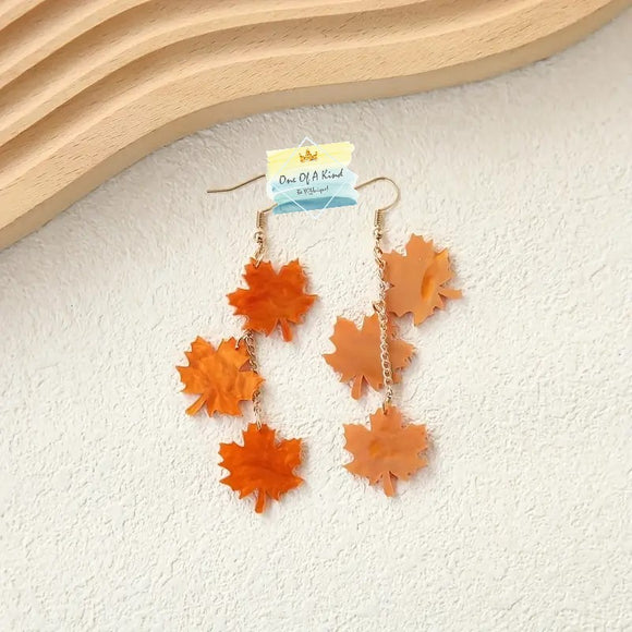 Acrylic Maple Leaf Dangle Earrings