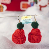 Hand Knitted Hat Earrings