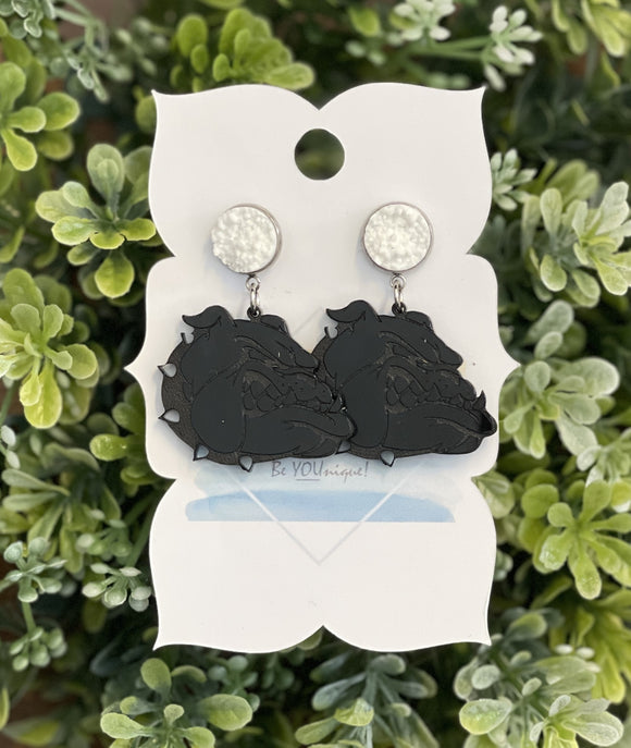 Druzy and Acrylic Bulldog Earrings