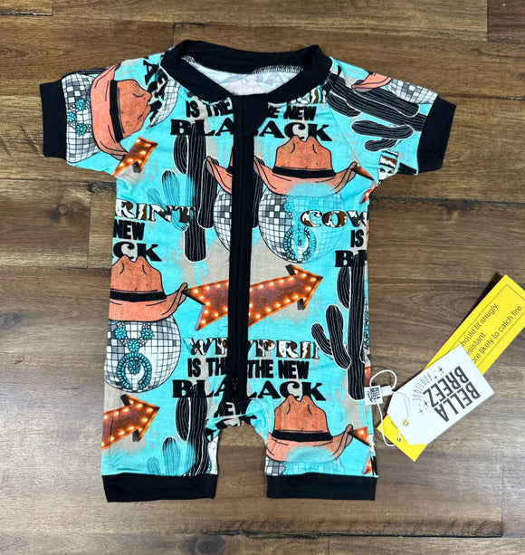 Cowprint is the New Black Bamboo Shortie Romper