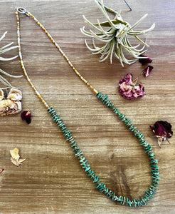 28" Green Chips Turquoise Necklace