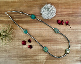 27" 6mm Sterling Silver Pearl Necklace with Turquoise