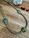 27" 6mm Sterling Silver Pearl Necklace with Turquoise