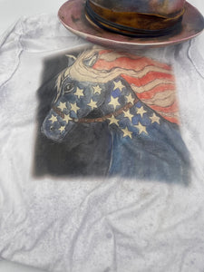 Handpainted Patriotic Mustang Distressed Adult Tshirt