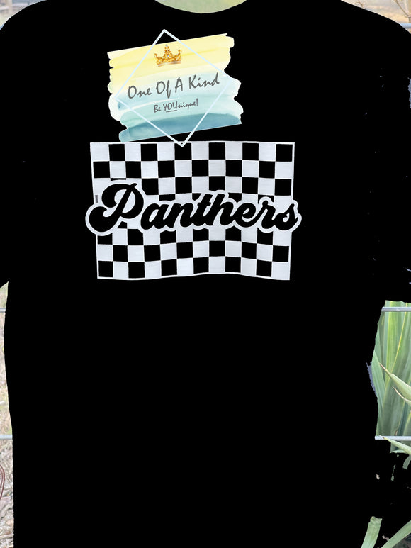 Checkered Retro Panthers Onesie/Toddler/Youth Tshirt