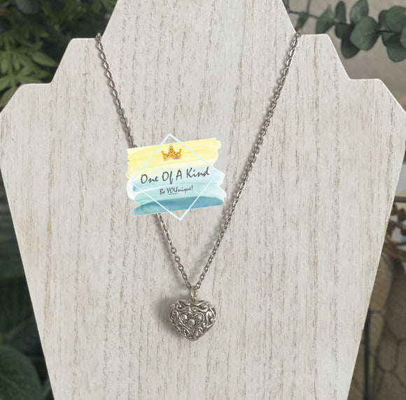 Puff Heart Pendant Chain Necklace