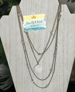 Multi Strand Chain Oyster Shell Pendant Necklace