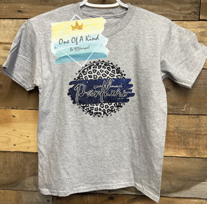 Panthers Gray Leopard Youth Tshirt