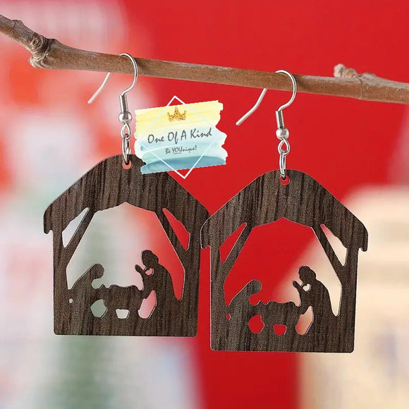 Wood Nativity Earrings