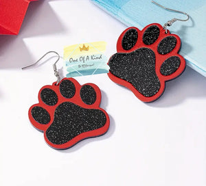 Acrylic Glitter Paw Dangle Earrings