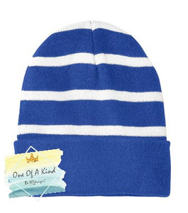 Striped Beanie with Solid Band