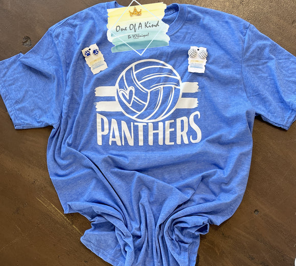 Panthers Volleyball Heart Onesie/Toddler/Youth Tshirt