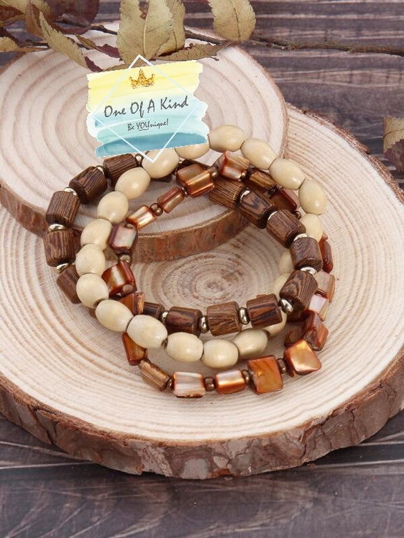 Wooden Bead Bracelet Set (3pc)