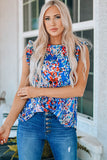 Floral Print Tank Top with Ruffles