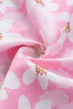 Pink Sweet Floral Print Ruffle Trim Blouse