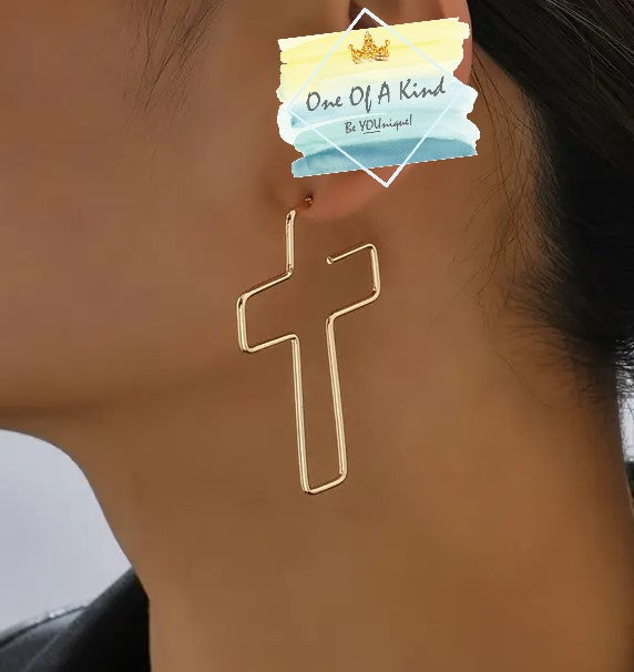 Metal Hollow Cross Earrings