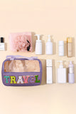 Clear TRAVEL Chenille Letter Makeup Bag