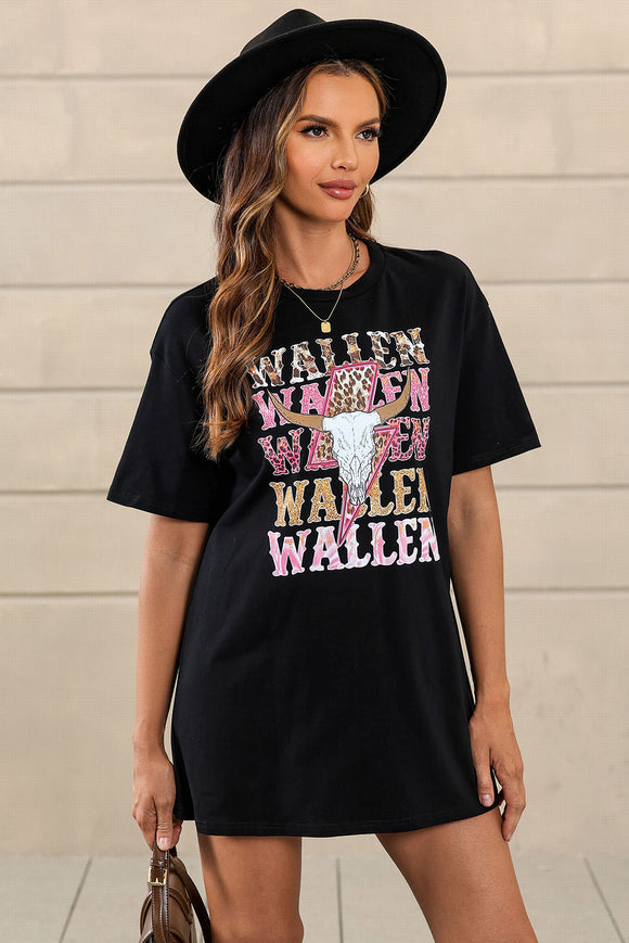 Repeating WALLEN Cowskull Graphic Oversized Tshirt
