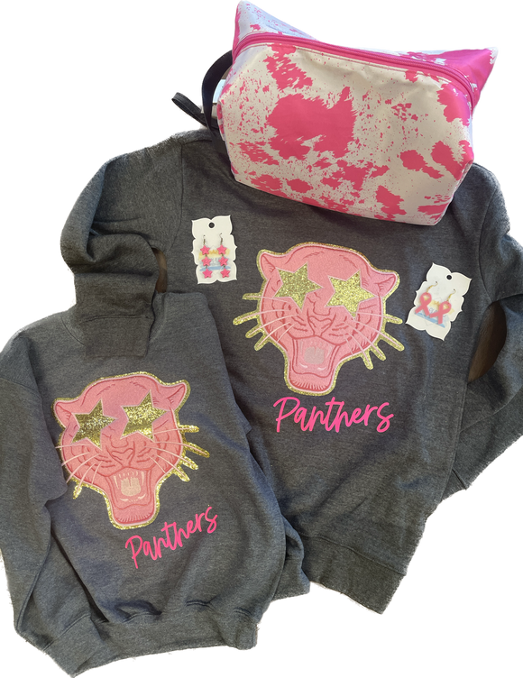 Pink Chenille Panther Youth Sweatshirt