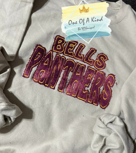 PRE-ORDER Raggedy Chenille Bells Panthers Youth Sweatshirt