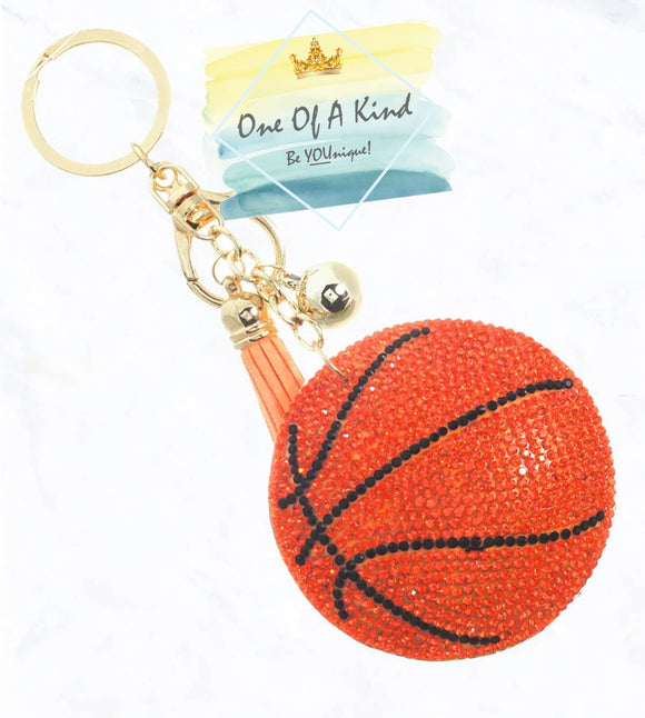 Rhinestone Basketball Keychain