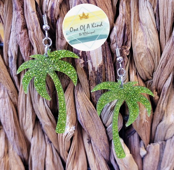 Acrylic Palm Tree Dangle Earrings