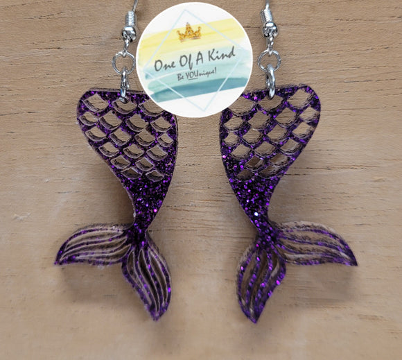 Acrylic Mermaid Tail Dangle Earrings