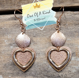2 Tier Distressed Metal Heart Dangle Earrings