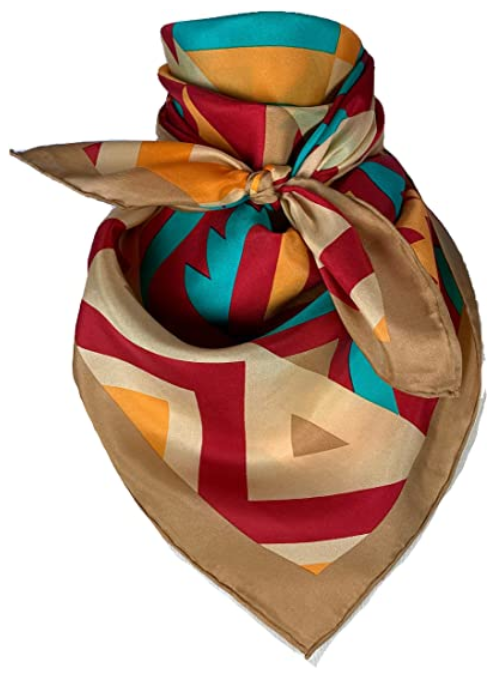 Gold And Red Southwest Silk Scarf