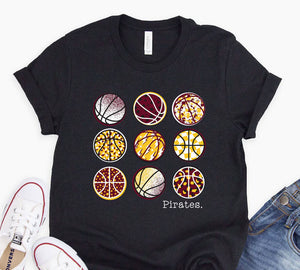 Collinsville Pirates Basketball Multi Toddler/Youth Tshirt