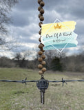 Wood Bead w/ Crown Key Dangle Necklace
