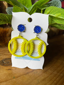 Acrylic Softball Dangle Earrings