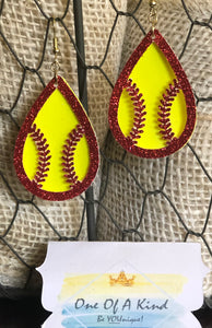 Softball Teardrop Earrings - ONE OF A KIND