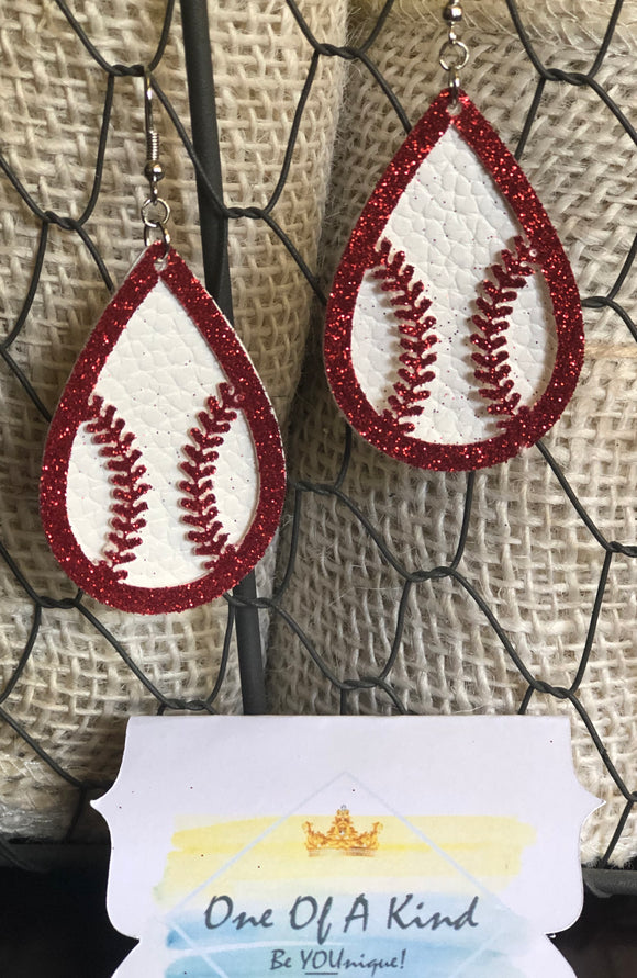 Baseball Teardrop Earrings - ONE OF A KIND