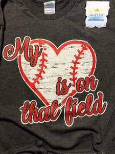 Baseball Heart on Field Tshirt - ONE OF A KIND