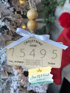 Wooden Handmade Zip Code Christmas Ornament One Of A Kind