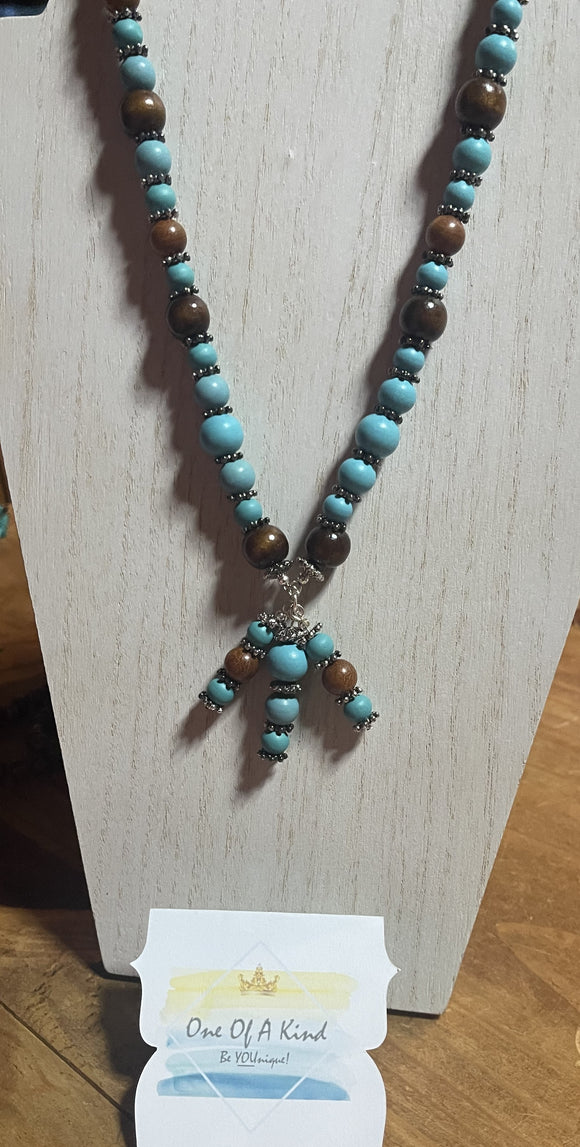 Turquoise and Brown Bead Necklace