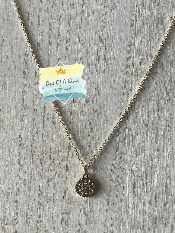 Chain and Crystal Disc Pendant Necklace