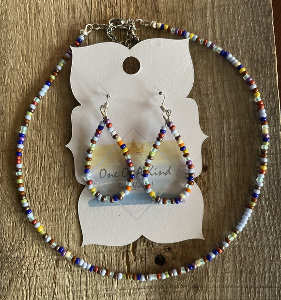 Seed Bead Necklace and Earring Set