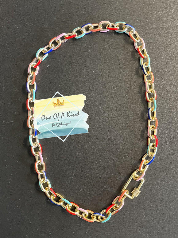 Colorful Chain Necklace with Square Carabiner
