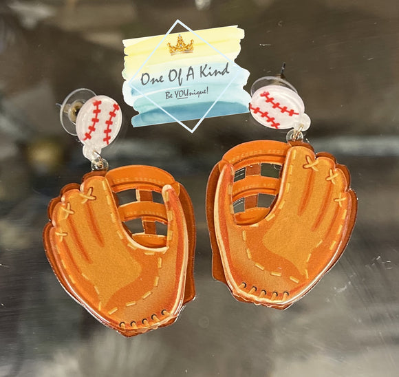 Acrylic Baseball and Glove Earrings