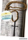 Crystal Bead Linked Necklace w/ Cross Pendent