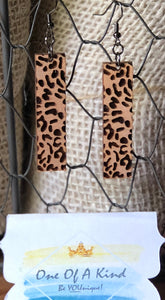 Wood Leopard Bar Earrings