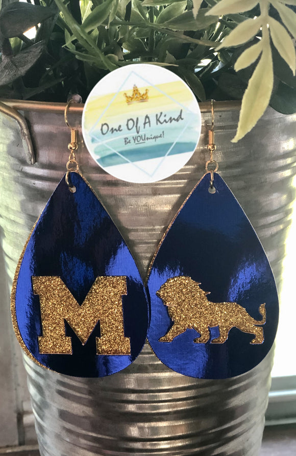 2 Tier McKinney Lions Metallic/Glitter Teardrop Earrings